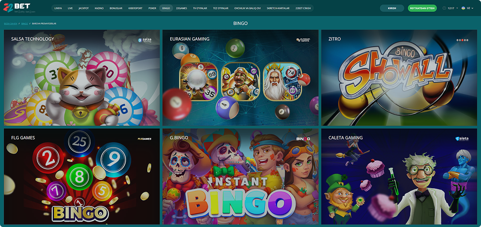 22Bet Casino O'yinlari